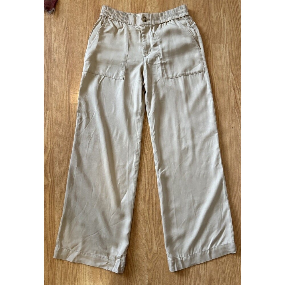 Loft Tan Wide Leg Patch Pocket Lyocell Pants Size 4